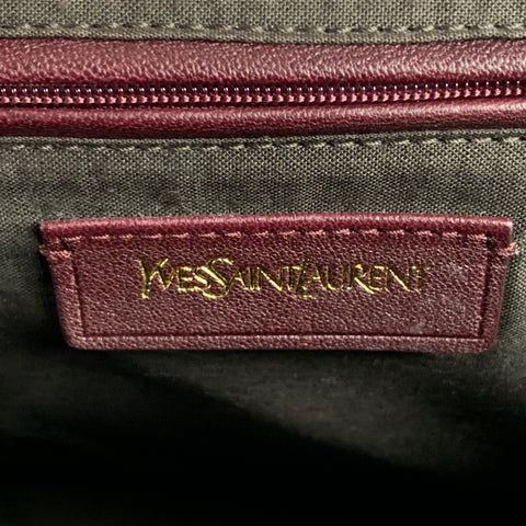 YVES SAINT LAURENT 2012 CABAS Burgundy Leather Gold Tone Hardware Handbag