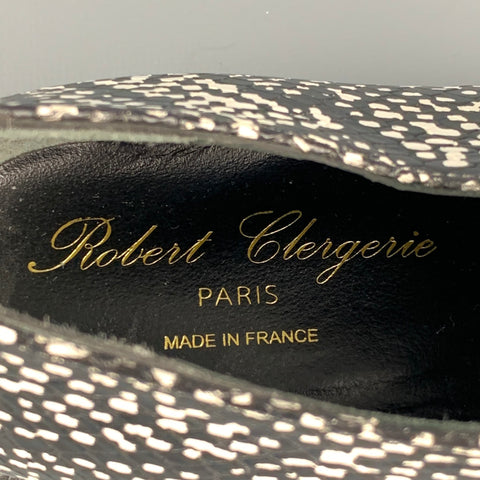 ROBERT CLERGERIE Size 7.5 Black White Leather Print Laceless Shoes