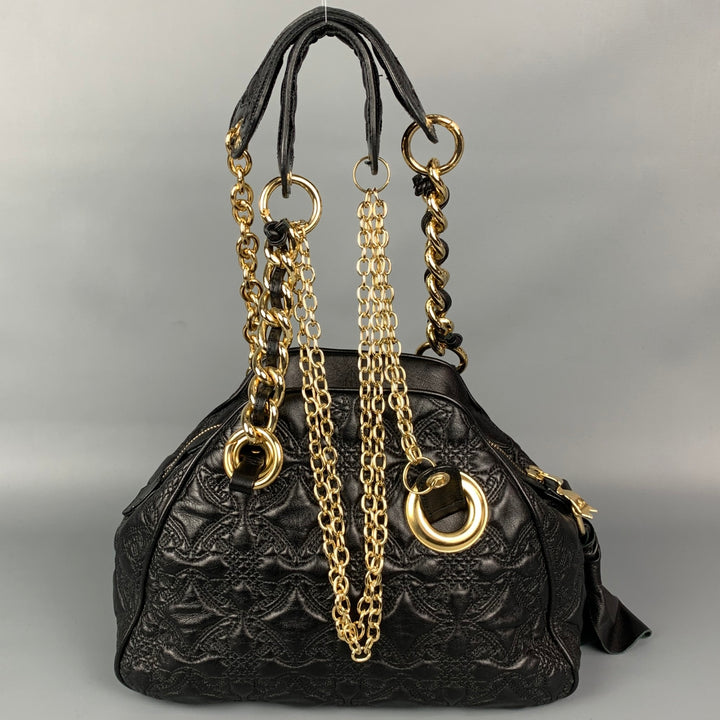 VIVIENNE WESTWOOD Coventry Black & Gold Quilted Leather Asymmetrical Handbag
