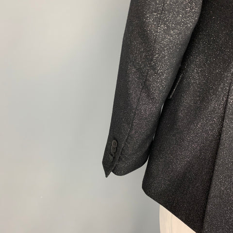 MICHAEL KORS Size 42 Black Silver Metallic Wool Blend Sport Coat