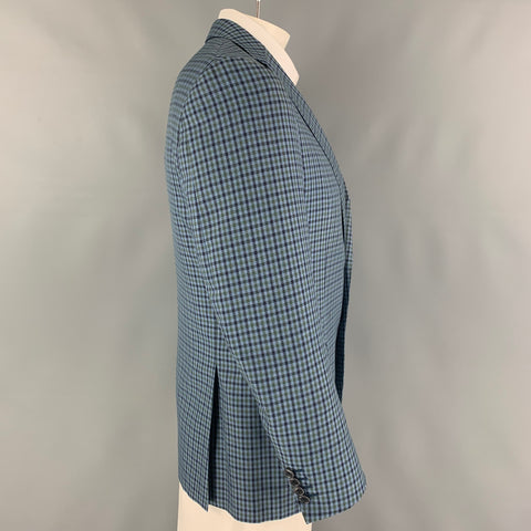 ERMENEGILDO ZEGNA Size 40 Regular Blue Green Checkered Wool Sport Coat