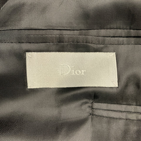 DIOR HOMME Size 38 Black Solid Wool Notch Lapel  Suit