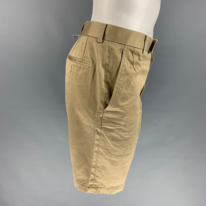 THOM BROWNE Talla 32 Pantalones cortos de algodón beige con parte delantera plana