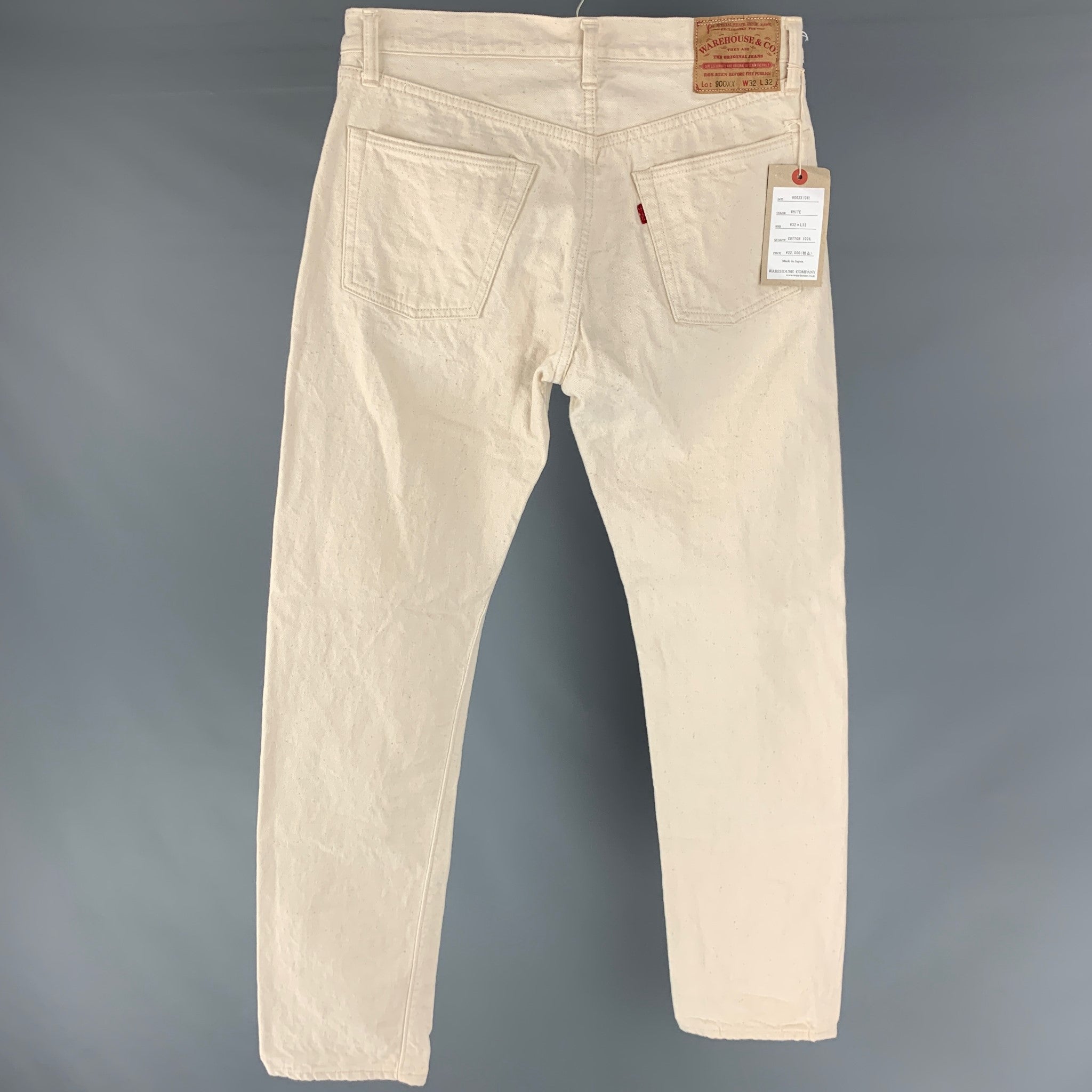 WAREHOUSE Size 32 Cream Cotton Jeans