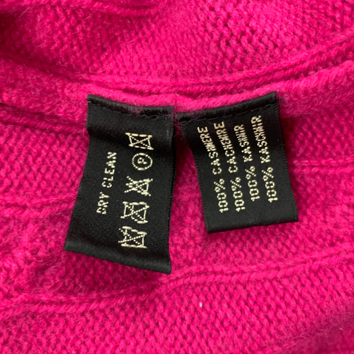 RALPH LAUREN Black Label Size M Raspberry Cashmere Cable Knit Crew-Neck Sweater