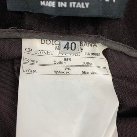 DOLCE & GABBANA Size 4 Brown Cotton Low Rise Dress Pants