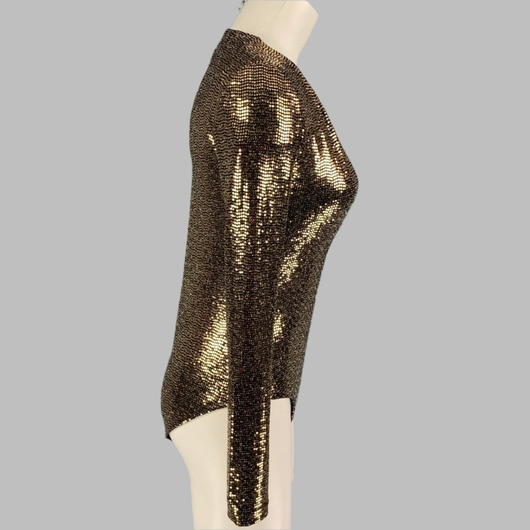 GUCCI Size S Gold Black Polyamide Blend Metallic Body Suit Dress Top – Sui  Generis Designer Consignment
