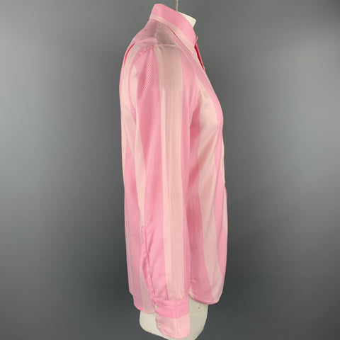 TURNBULL & ASSER Size M Pink Textured Cotton Button Up Long Sleeve Shirt