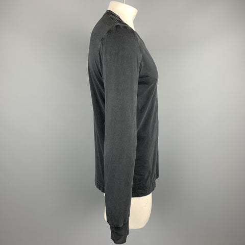 DSQUARED2 Size L Black Washed Jersey Distressed Long Sleeve T-shirt