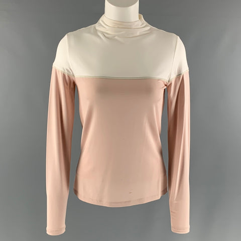 MAX MARA Size S White and Pink Viscose & Elastane Color Block Pullover