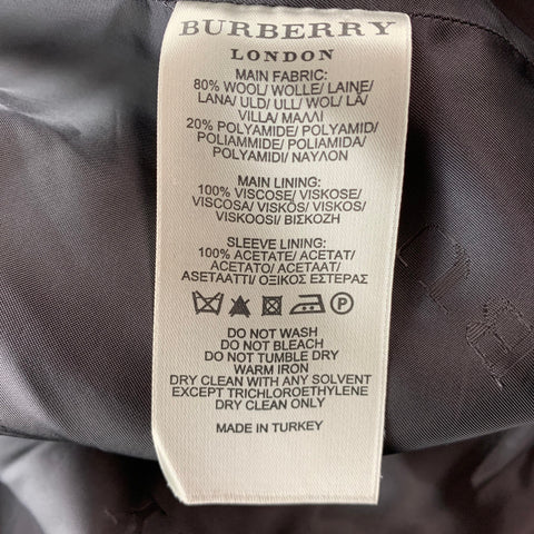 BURBERRY LONDON Size 44 Dark Gray Heather Wool / Polyamide Double Breasted Coat