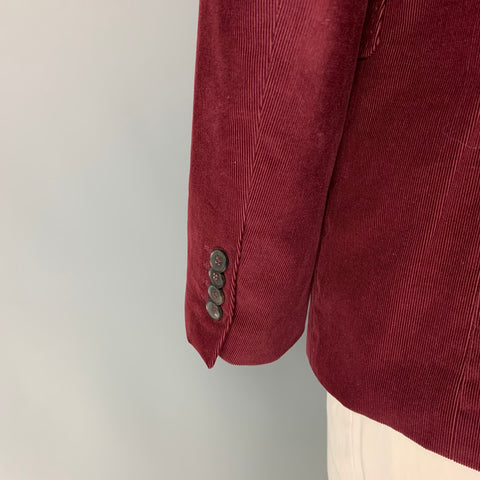 PAUL SMITH The Byard Size 42 Burgundy Corduroy Cotton Single Breasted Sport Coat