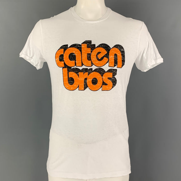 DSQUARED2 Size XL White Caten Bros Graphic Cotton T-shirt