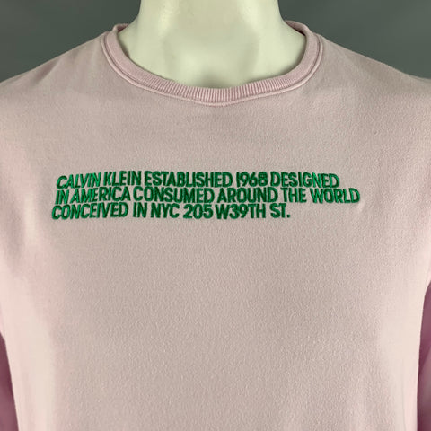 CALVIN KLEIN 205W39NYC Size XXL Pink Green Embroidery Cotton Sweatshirt