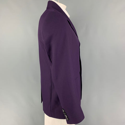 ERNEST W. BAKER Size 42 Purple Wool Notch Lapel Sport Coat