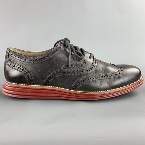 COLE HAAN Taille 9.5 Chaussures à lacets en cuir perforé charbon de bois