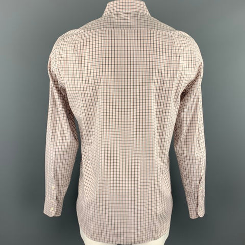 ERMENEGILDO ZEGNA Size M Orange Plaid Cotton Button Up Long Sleeve Shirt
