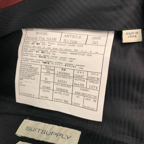 SUIT SUPPLY Size 34 Black Solid Wool Tuxedo Dress Pants