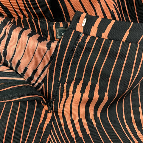 GIANNI VERSACE Taille 4 Pantalon décontracté abstrait corail noir à devant plat