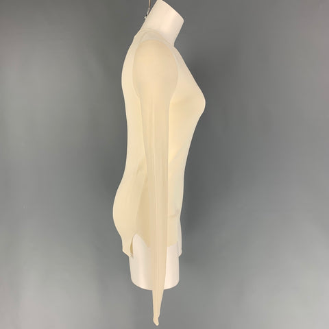 CELINE Size M Cream Viscose Blend Two Tone Crew-Neck Pullover