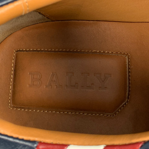 BALLY Size 12 Navy Red Leather Low Top Lace Up Shoes
