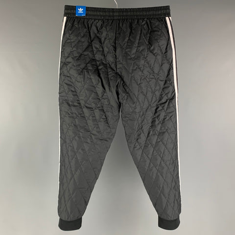 ADIDAS Size M Black Quilted Polyester Zip Fly Casual Pants