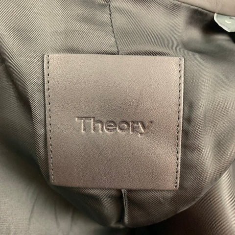 THEORY Size L Slate Leather Zip Up Morvek Jacket