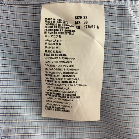 PRADA Taille S Chemise à manches longues en coton à carreaux bleu blanc