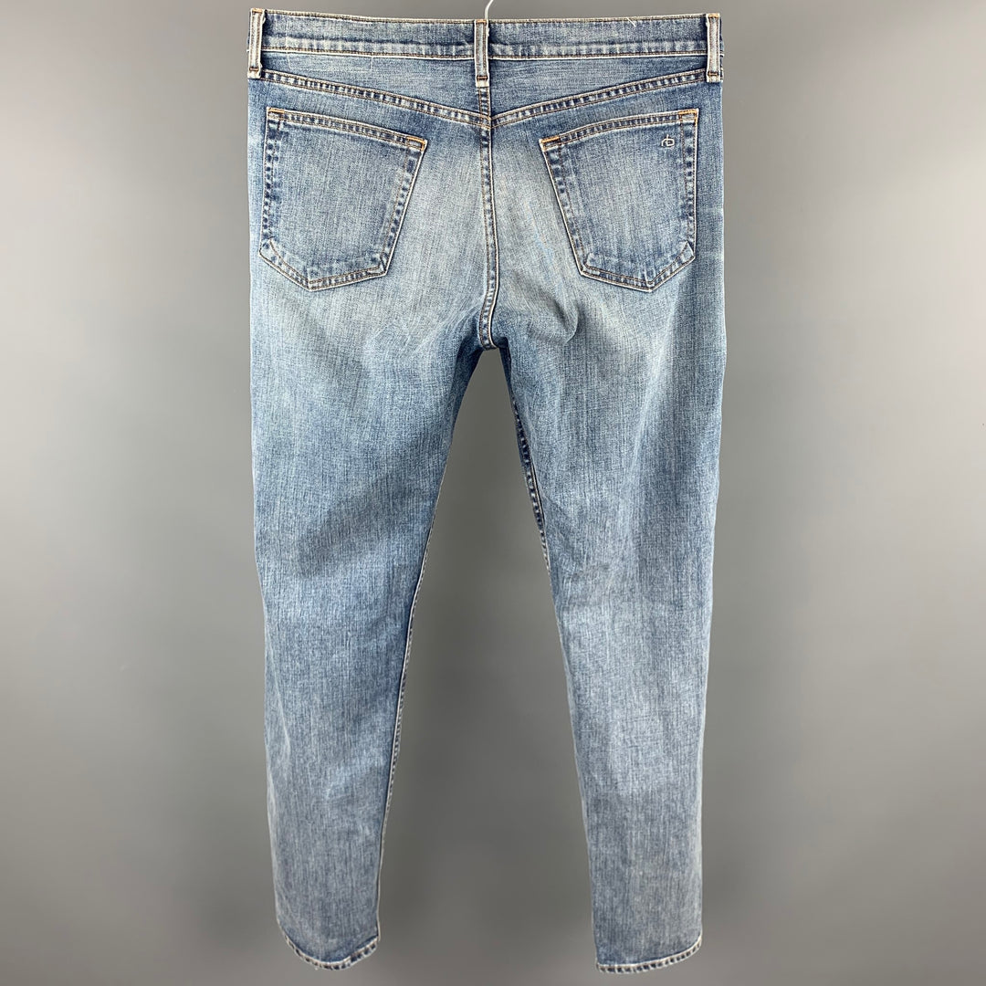 RAG & BONE Size 33 Blue Wash Denim Button Fly Classic Jeans