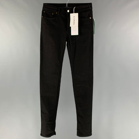 ACNE STUDIOS Size 29 Black Cotton Blend Tapered Jeans