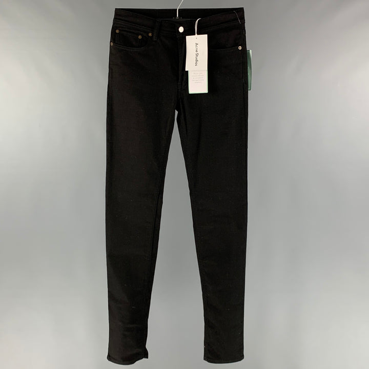 ACNE STUDIOS Size 29 Black Cotton Blend Tapered Jeans