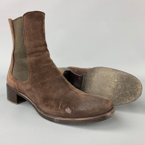 PRADA Size 6.5 Brown Suede Chunky Heel Boots