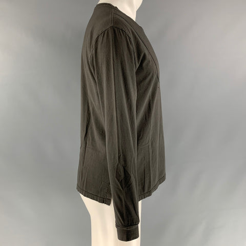 BARENA Taille M T-shirt à manches longues en coton uni gris foncé
