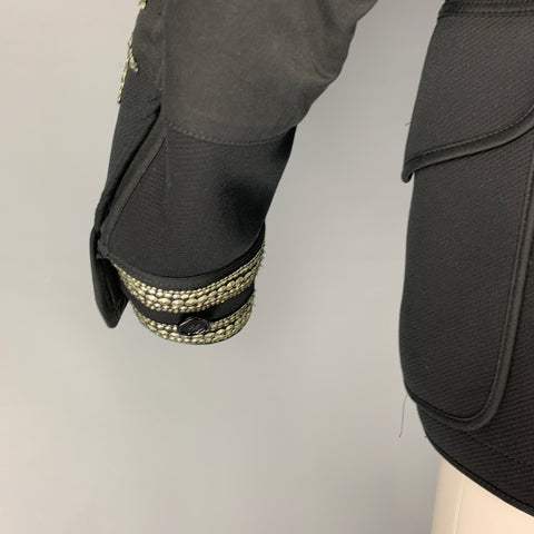ALEXANDER MCQUEEN SS 17 Size 38 Black Silver Floral Military Regalia Coat