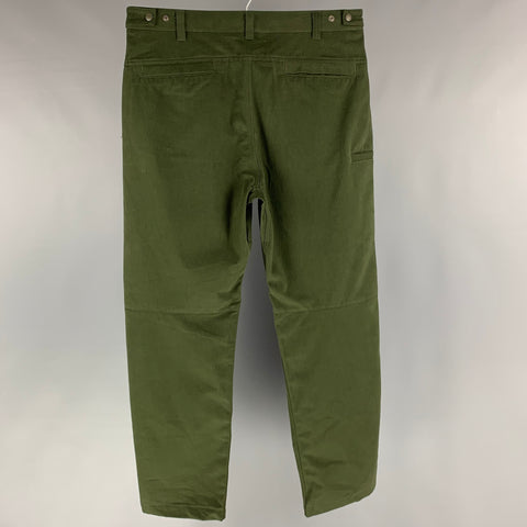 HAVEN Size L Green Solid Cotton Zip Fly Casual Pants
