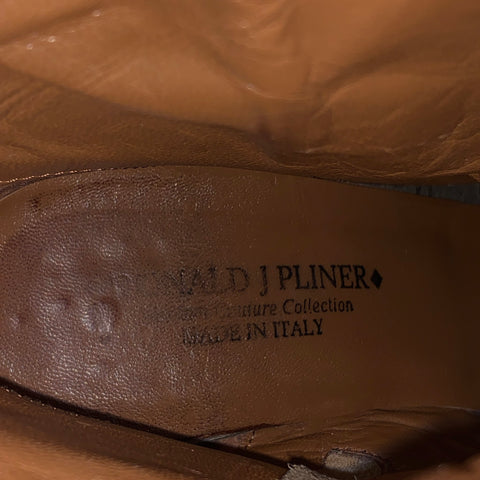 DONALD J PLINER Taille 10 Bottes à bout pointu à franges cloutées en cuir marron