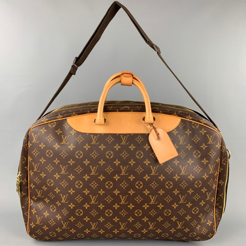 LOUIS VUITTON Alize 2 Poches Brown Leather Monogram Vachetta Trim Canvas Travel Bag