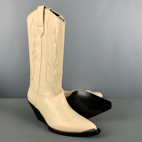 CELINE Size 8 Beige Leather Boots