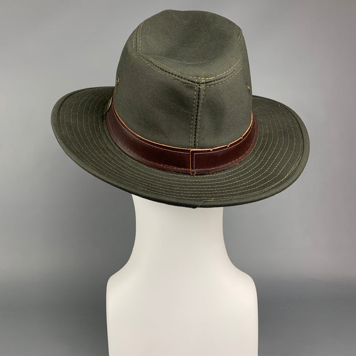 GOORIN BROTHERS Size L Olive & Brown Canvas Leather Hat