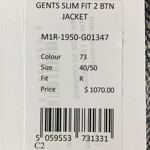 PAUL SMITH Chest Size 40 Grey Black Herringbone Wool / Cashmere Sport Coat