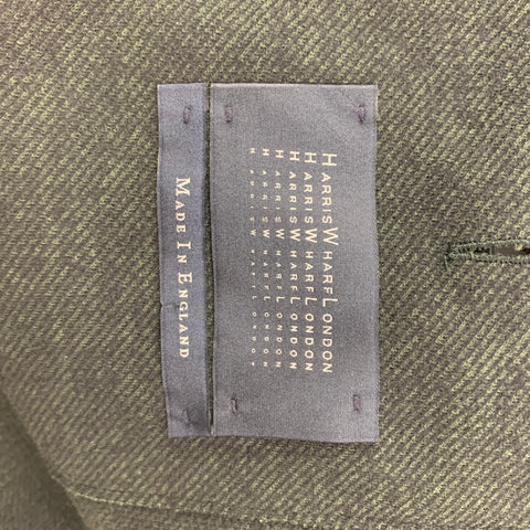 HARRIS WHARF LONDON Size 44 Green & Black Plaid Wool / Cotton Sport Coat