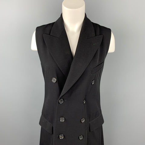 vintage JEAN PAUL GAULTIER Taille M Black Wool Blend Double Breasted Gilet sans manches