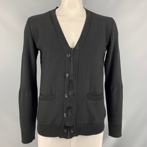 UNDERCOVER Size L Black Knit Wool Zip Up & Buttons Cardigan