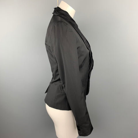 GAULTIER 2 by JEAN PAUL GAULTIER Size XS Black Wool / Silk Ruffled Pleated Shawl Collar Blazer