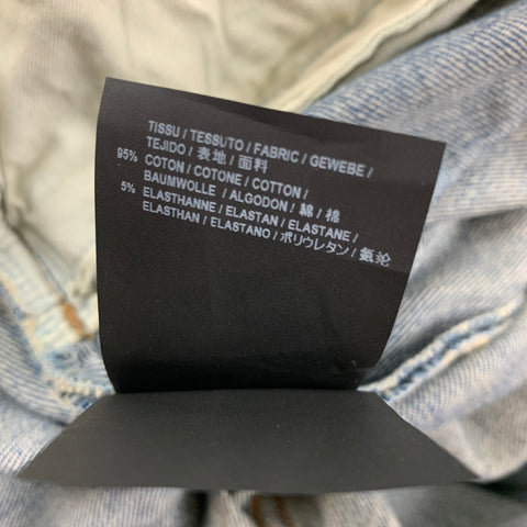 SAINT LAURENT Size 27 Blue Cotton Distressed Skinny Jeans
