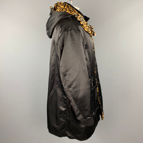 ENGINEERED GARMENTS Size L Black & Tan Leopard Print Polyester / Cotton Coat