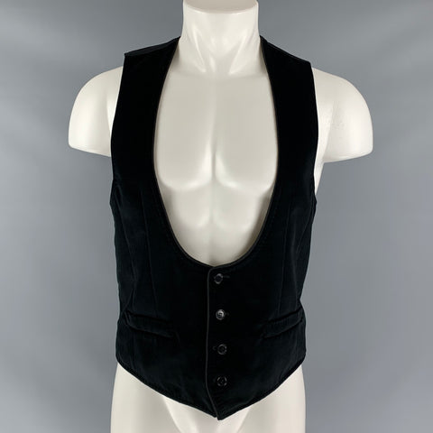 DOLCE & GABBANA Black Velvet Buttoned  Size 38 Cotton & Silk Vest