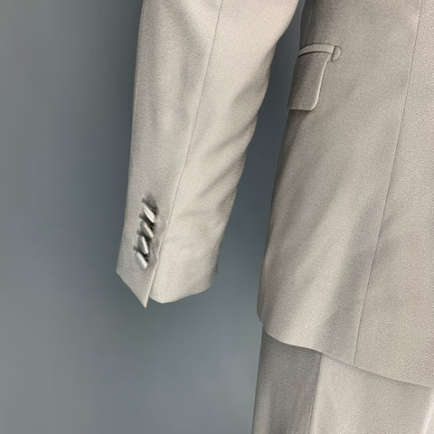 DOLCE & GABBANA Size 36 Regular Grey Wool Silk Shawl Lapel 3 Piece Suit