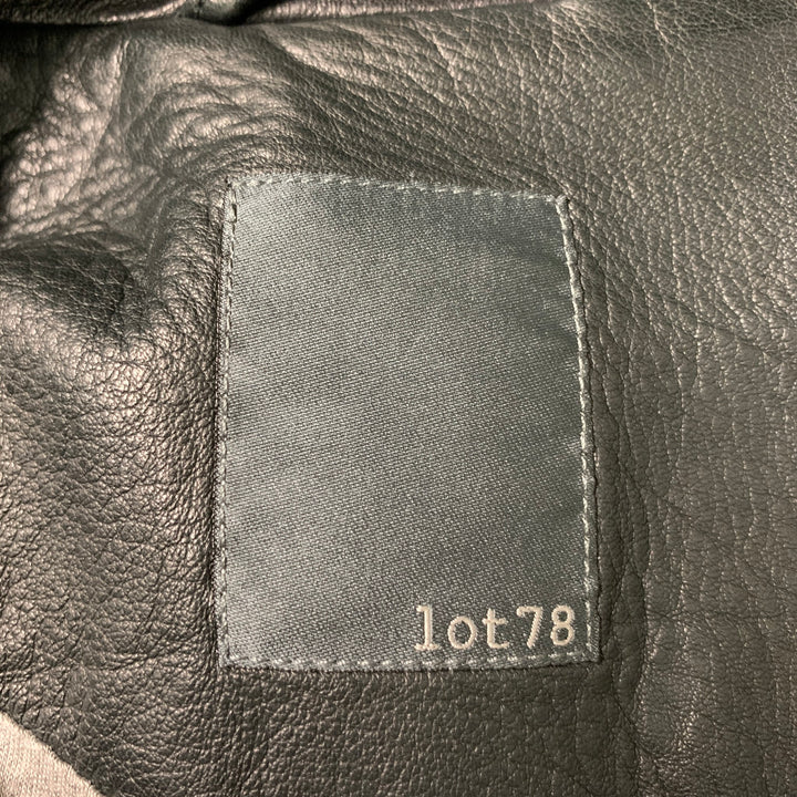 LOT78 Black Leather Size 38 Solid Zip & Snaps Jacket