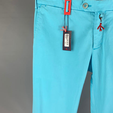 ISAIA Size 32 Aqua Cotton Zip Fly Casual Pants